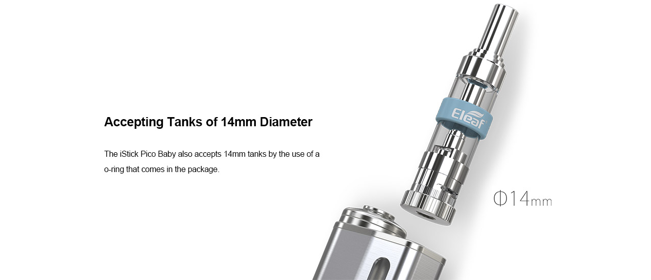eleaf istick baby kit compatible with 14mm diameter atomizers