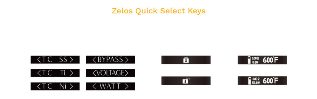 Aspire Zelos 50W 2.0 Kit Zelos Quick Select Keys